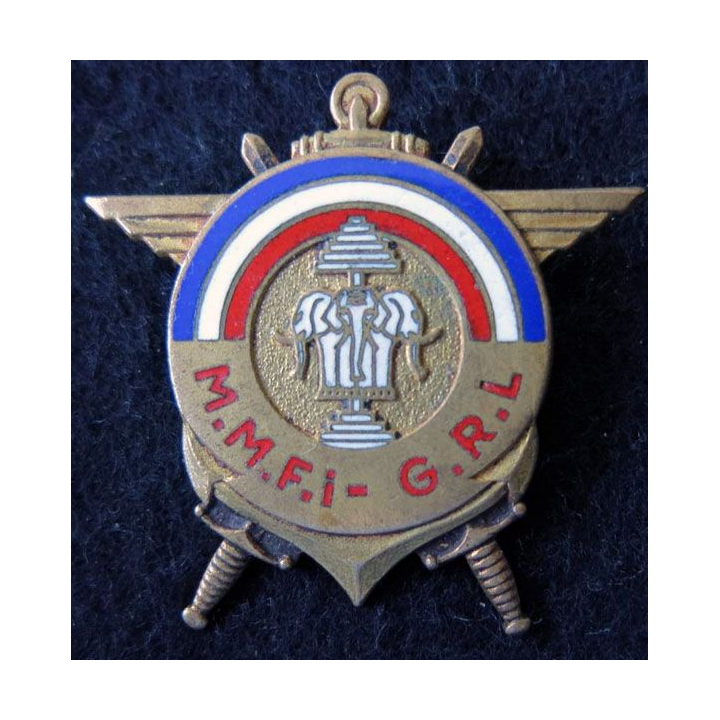 MMFI GRL : Insigne métallique de la Mission Militaire Franco Indochinoise /Gouvernement Royal du Laos