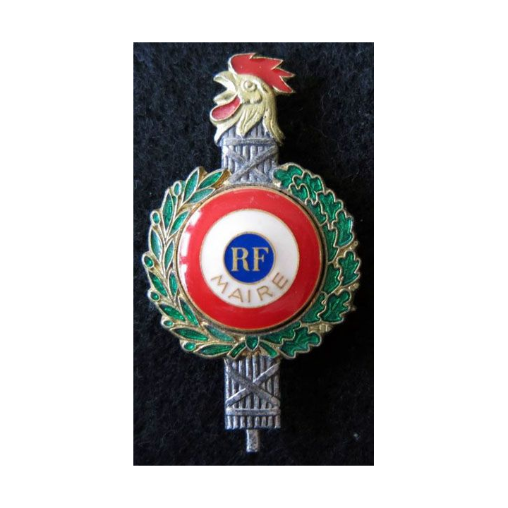 RF : Insigne "broche" pour maire république  française en bronze argenté A.B