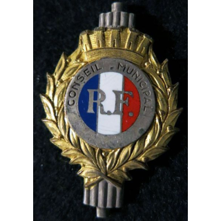 RF : Insigne de conseiller municipal république  française en bronze argenté A.B