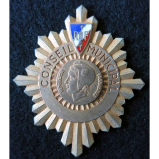 RF : Insigne du conseil municipal république  française en bronze doré