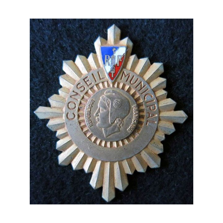 RF : Insigne du conseil municipal république  française en bronze doré