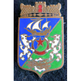 BLASON ALGER : insigne métallique ancien blason en émail de la ville d'Alger 24 x 40 mm