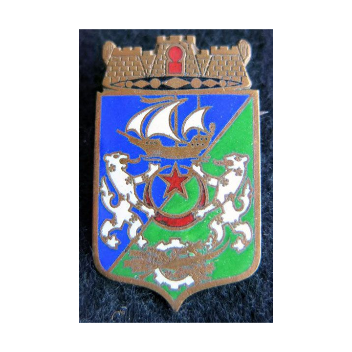 BLASON ALGER : insigne métallique ancien blason en émail de la ville d'Alger 24 x 40 mm