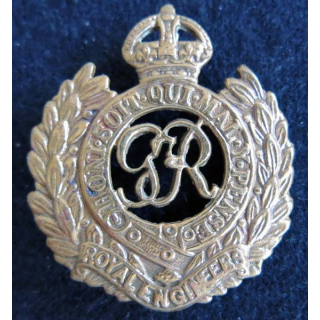 ANGLETERRE : insigne de béret Royal Engineers armée britannique bronze ajouré