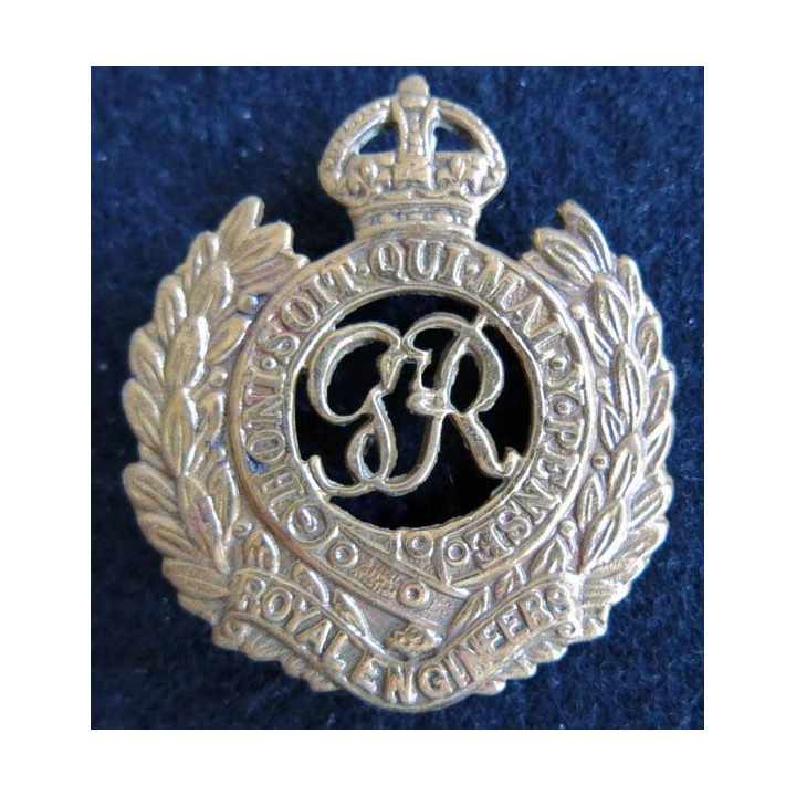 ANGLETERRE : insigne de béret Royal Engineers armée britannique bronze ajouré