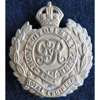 ANGLETERRE : insigne de casquette Royal Engineers armée britannique bronze avec patte