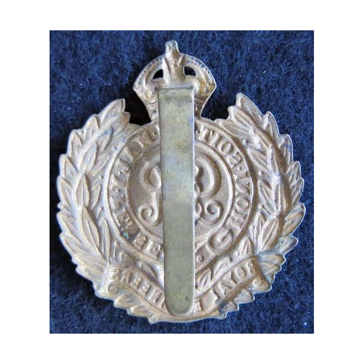 ANGLETERRE : insigne de casquette Royal Engineers armée britannique bronze avec patte