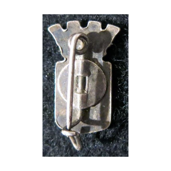 BLASON LES BAUX : insigne métallique ancien blason en métal argenté Les Baux de Provence 20 x 12 mm