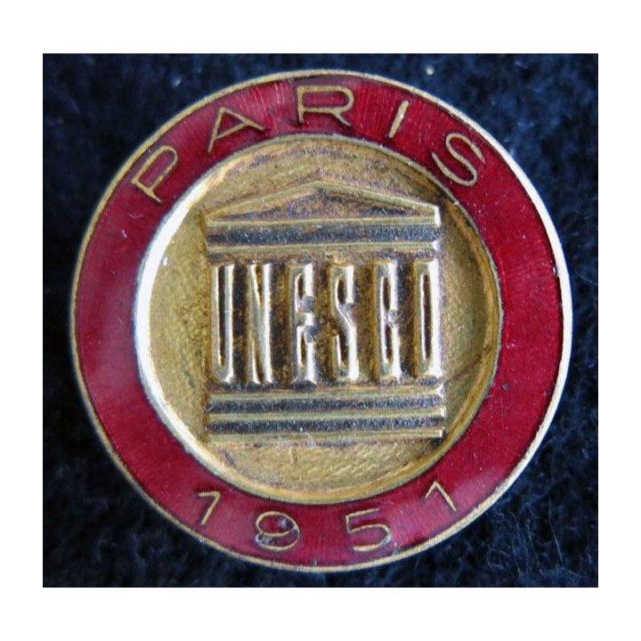 UNESCO : Insigne "broche" de l'UNESCO 1950 Arthus Bertrand en émail
