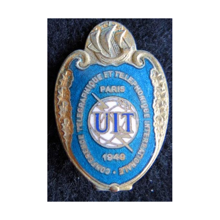 INSIGNE DIVERS : insigne conférence télégraphique et téléphonique internationale 1948 de fabrication Bouillot en émail