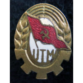 UTM : Insigne métallique communiste UTM union des travailleurs du monde 20 mm en émail
