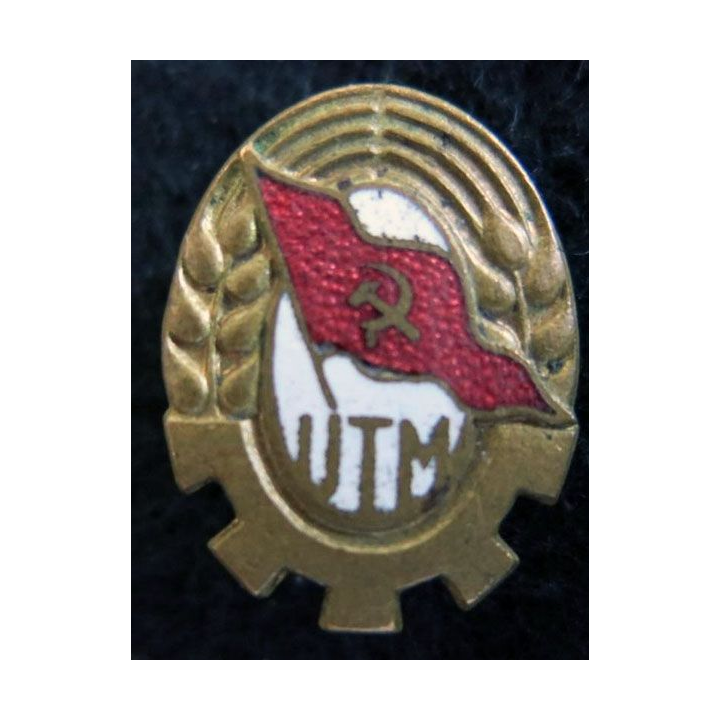 UTM : Insigne métallique communiste UTM union des travailleurs du monde 20 mm en émail