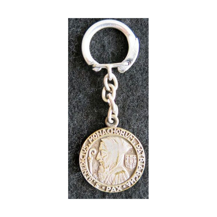 PORTE CLES : porte clés métallique religieux benedictus monachorum patriarcha pax