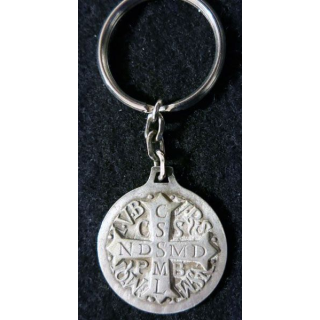 PORTE CLES : porte clés métallique religieux croix de Saint Benoit Sanctus Benedictus