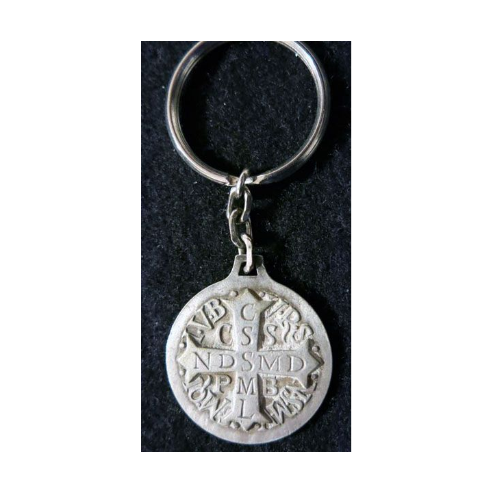 PORTE CLES : porte clés métallique religieux croix de Saint Benoit Sanctus Benedictus