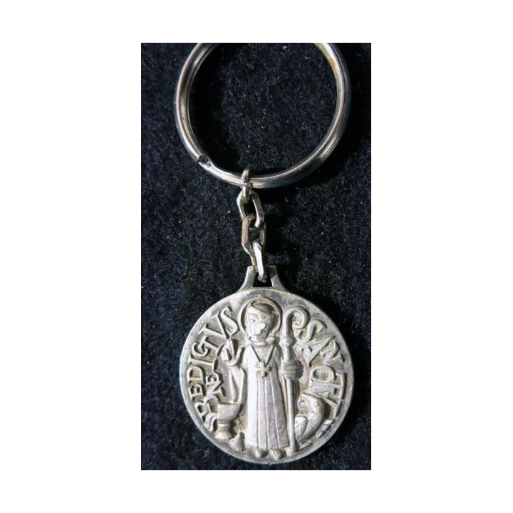 PORTE CLES : porte clés métallique religieux croix de Saint Benoit Sanctus Benedictus