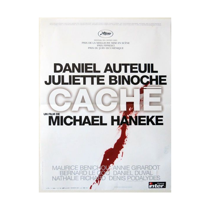 AFFICHE FILM : affiche de cinéma du film Caché" 2005 dimension 40 x 53,5 cm (E005)