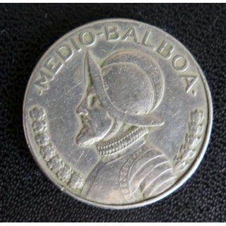 PANAMA : pièce argent de 1/2 balboa medio-balboa 1975