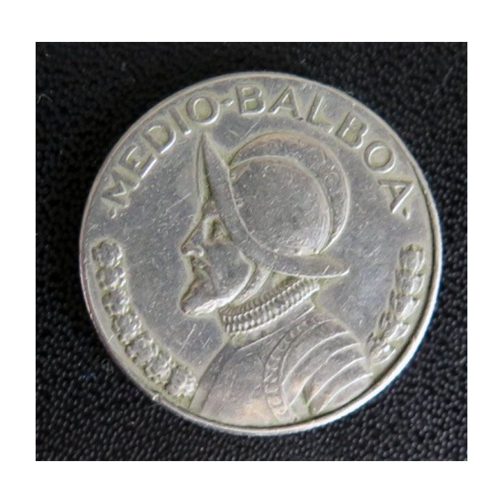 PANAMA : pièce argent de 1/2 balboa medio-balboa 1975