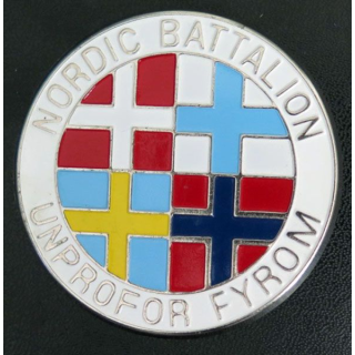 Insigne Plaque du Nordic Battalion UNPROFOR FYROM diamètre 6,2 cm