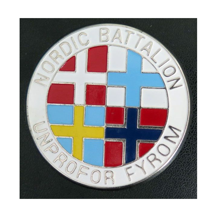 Insigne Plaque du Nordic Battalion UNPROFOR FYROM diamètre 6,2 cm