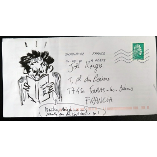 Enveloppe dessinée et annotée par Sylvain Roudet 
