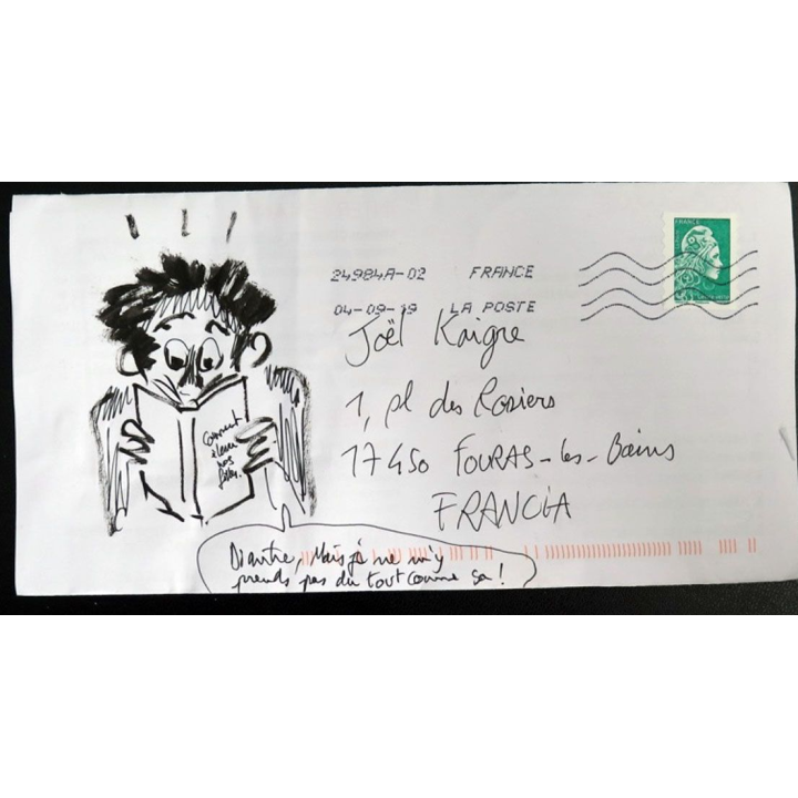 Enveloppe dessinée et annotée par Sylvain Roudet 