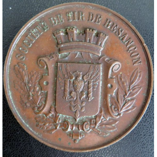 Plaque de la socité de tir de Besançon gravée au dos Août 1876 Léon Magnus