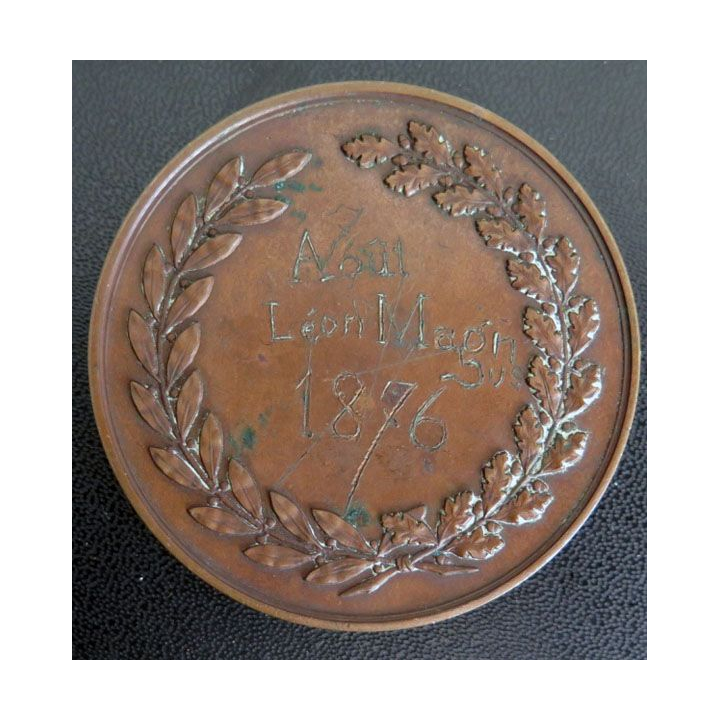 Plaque de la socité de tir de Besançon gravée au dos Août 1876 Léon Magnus
