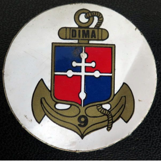 9° DIMA : Autocollant de la 9° division d'infanterie de marine diamètre 4 cm