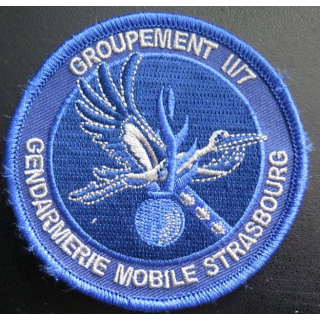 insigne Groupement II/7 gendarmerie mobile de Strasbourg fond bleu
