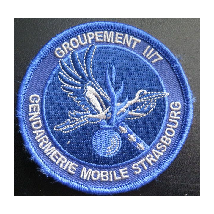 insigne Groupement II/7 gendarmerie mobile de Strasbourg fond bleu