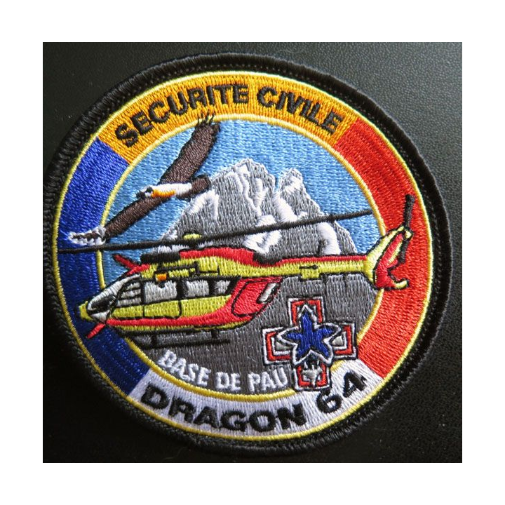 Insigne patch écusson tissu de la sécurité civile Dragon 64 Base de Pau