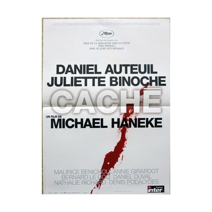 AFFICHE FILM : affiche de cinéma du film "Caché" 2005 dimension 40 x 54 cm (E039)