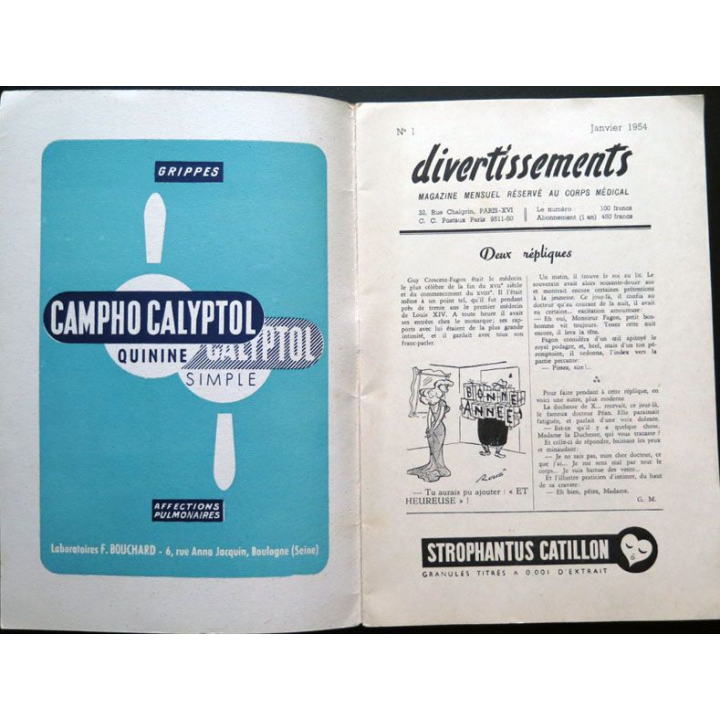 Divertissements n°1 Janvier 1954 Ad usum medicorum
