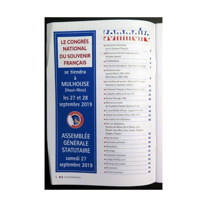 Le Souvenir Français N° 515 : bulletin Juiillet 2019