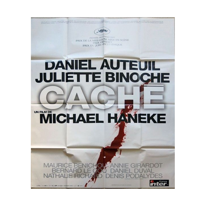 AFFICHE FILM : affiche de cinéma du film "Caché" 2005 dimension 115 x 158 cm (E017)