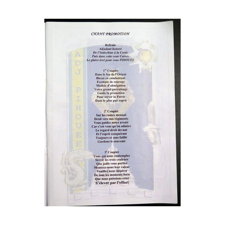 Livre de la 229° promotion de l'ENSOA Adjudant Pihouée