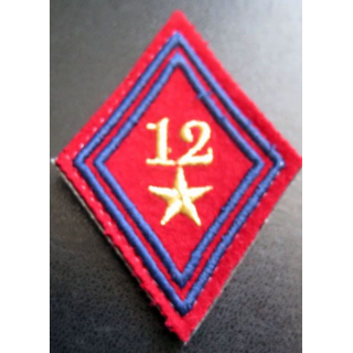LOSANGE DE BRAS MODÈLE 45 : 12° régiment d'artillerie divisionnaire cadre