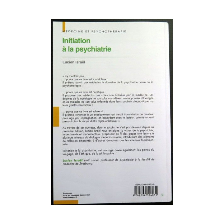 Initiation à la Psychiatrie de Lucien Israël  chez Masson