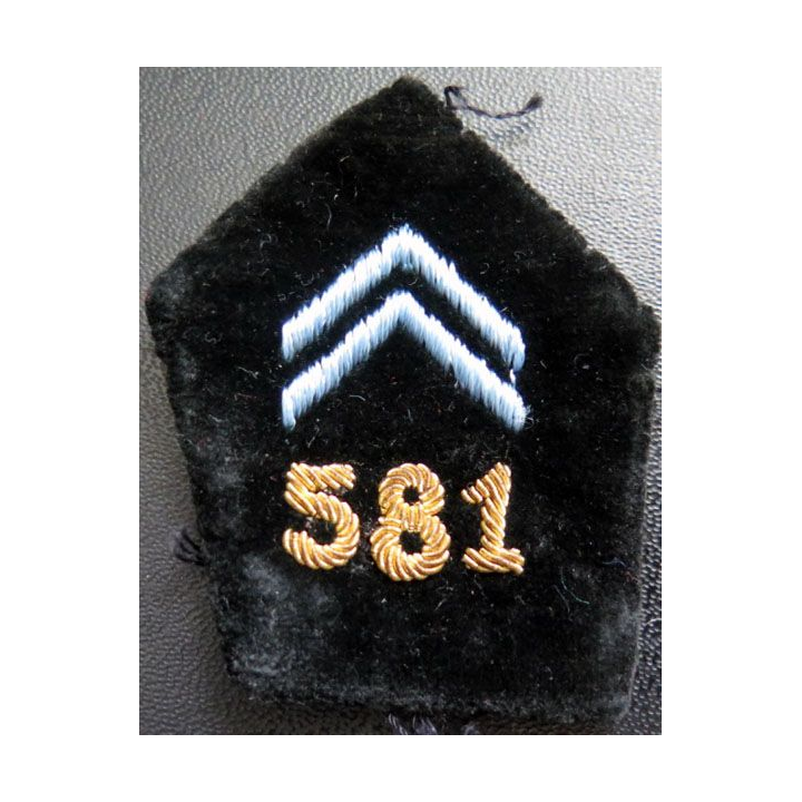 Soutache ( insigne de col ) officier 581° CMM transmissions en cannetille