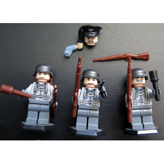  3 personnages de soladats allemands 2° GM divers lego