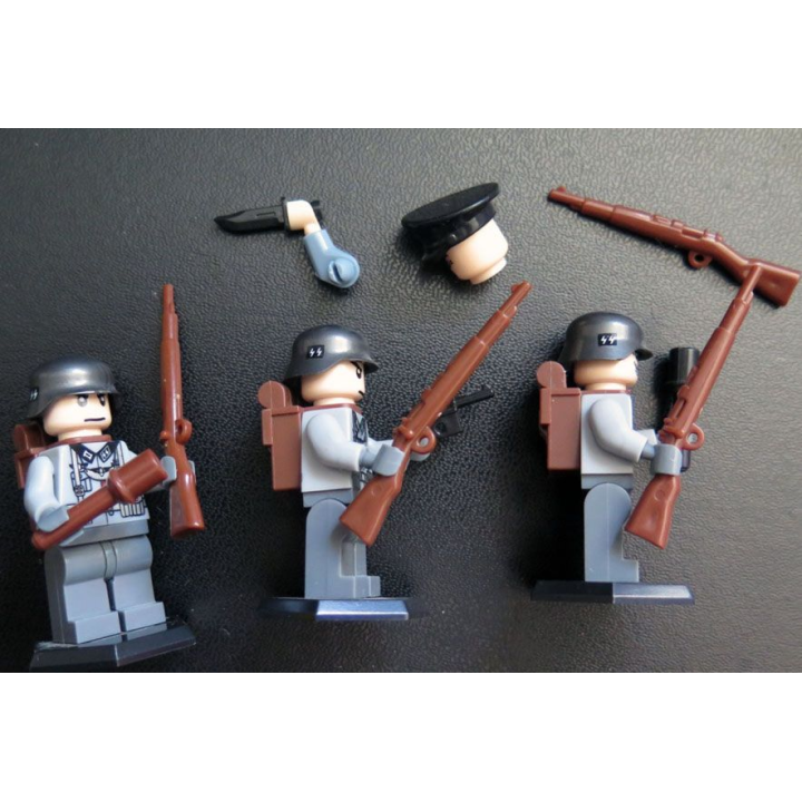  3 personnages de soladats allemands 2° GM divers lego