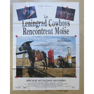 AFFICHE FILM : affiche "Les Leningrad Cowboys rencontrent Moïse" de 1994 dimension 115 x 158 cm (E030)