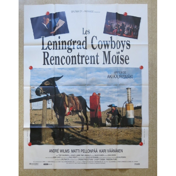 AFFICHE FILM : affiche "Les Leningrad Cowboys rencontrent Moïse" de 1994 dimension 115 x 158 cm (E030)