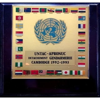 UNTAC APRONUC : Plaque souvenir du Détachement de Gendarmerie au Cambodge 1992-1993