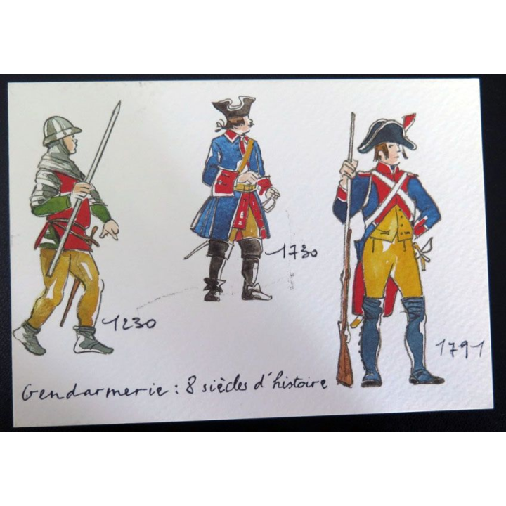 Carte double sur la gendarmerie à travers les uniformes