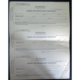 War departement finance dpt receipt for micellaneous collections