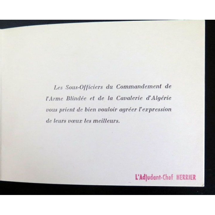 Carte de voeux commandement arme blindée et de la cavalerie d'Algérie