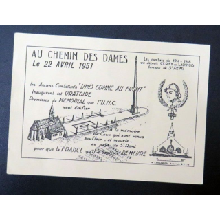 Carte postale au chemin des dames le 22 avril 1951 